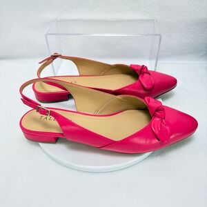 Talbots Edison Slingback Women 8M Raspberry Pink Pointed Toe Bow Preppy Classic